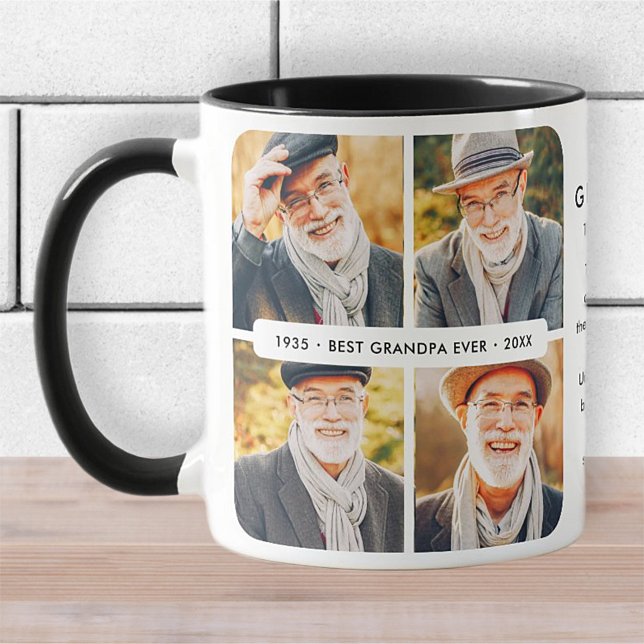 Caneca Colagem de Fotos Moderna do Melhor Avô (Criador carregado)
