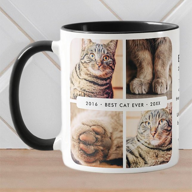 Caneca Colagem de Fotos Moderna do Melhor Gato do Memoria (Criador carregado)