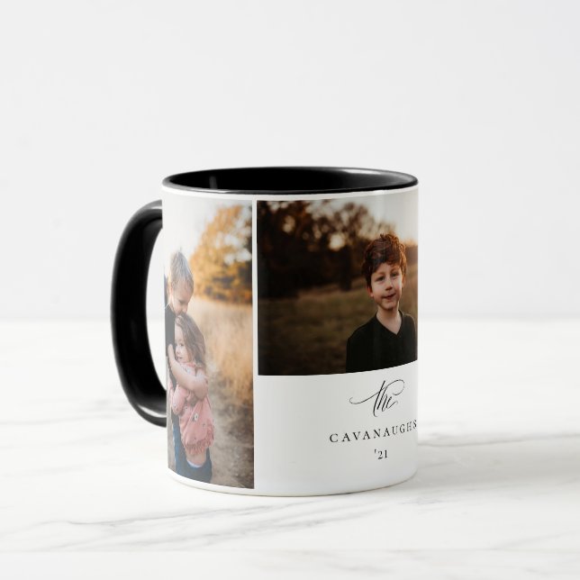 Caneca Colagem de Fotos Moderna Tipografia 3 (Frente Esquerda)