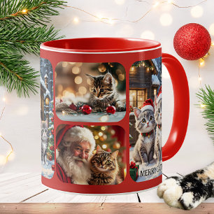 Caneca Colagem de Fotos Natal Felino Natal