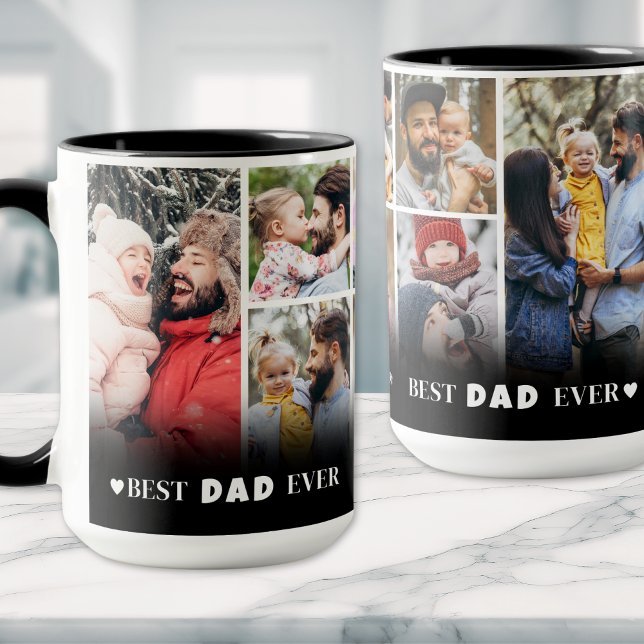 Caneca Colagem de Fotos Personalizada do Melhor Pai de To (Personalized Best Dad Ever 8 Photo Collage Father Mug )