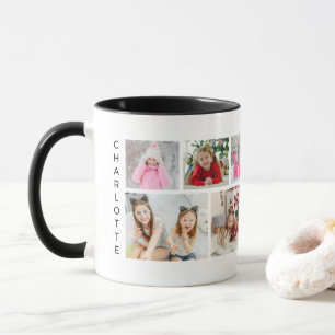 Caneca Colagem de Fotos Personalizada Moderna com 6 Fotos