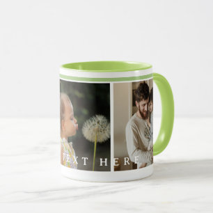 Caneca Colagem de Fotos Personalizada Verde Simples