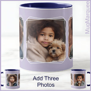 Caneca Colagem de Fotos Quadrada Moderna Lilac C123 Mãe M