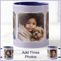 Caneca Colagem de Fotos Quadrada Moderna Lilás C123 Mãe
