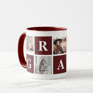 Caneca Colagem de Fotos Vermelhas Mugs Personalizados par