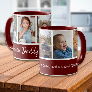 Caneca Colagem de Fotos Vermelho e Branco 5 Amor Você Pap