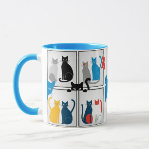 Caneca Colagem de Gatos Modernos