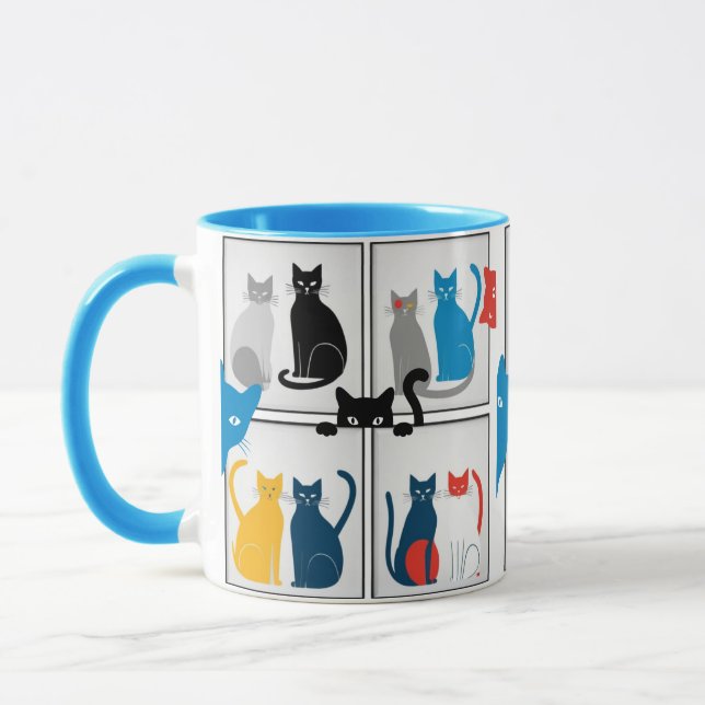 Caneca Colagem de Gatos Modernos (Esquerda)