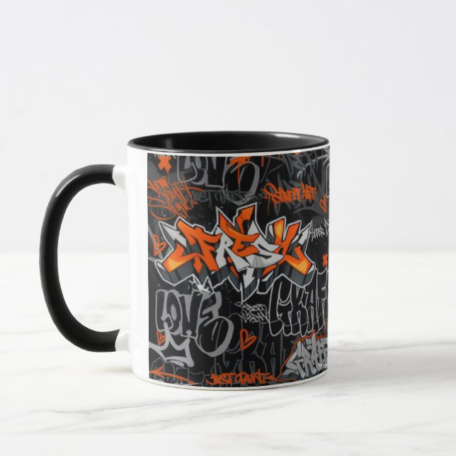 Caneca Colagem de Grafite de Arte de Rua Urbana (Esquerda)