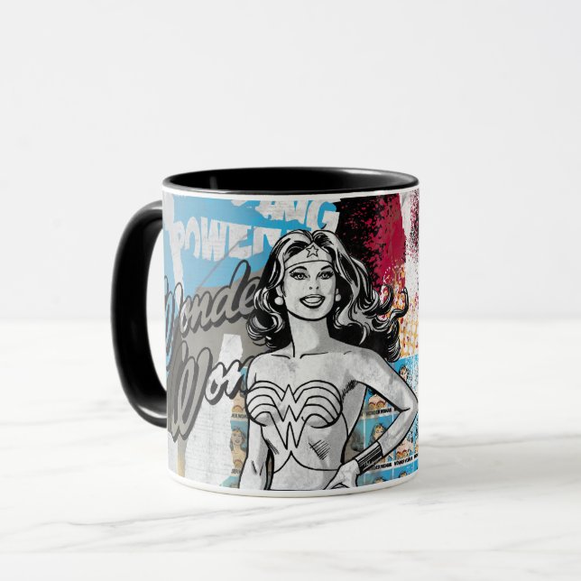 Caneca Colagem de Mulher Maravilha 2 (Frente Esquerda)