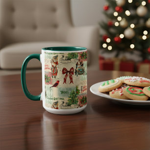 Caneca Colagem de natais vintages