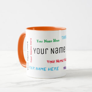 Caneca Colagem de nome personalizável multicoloração