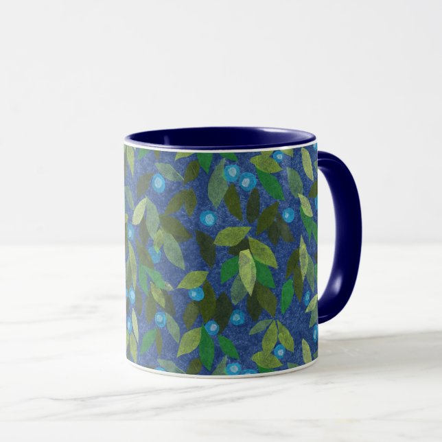 Caneca Colagem de Papel Padrão Floral Mínimo de Berries A (Frente Esquerda)
