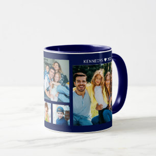 Caneca Colagem Personalizada de 5 Fotos Nome da Família A