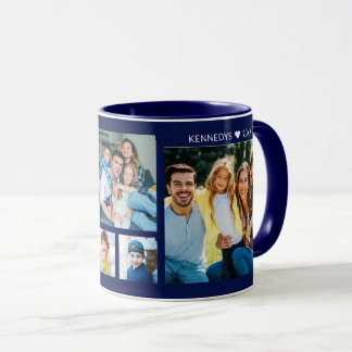 Caneca Colagem Personalizada de 5 Fotos Nome da Família A