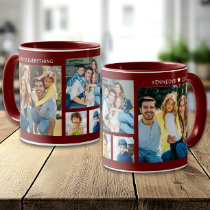 Caneca Colagem Personalizada de 5 Fotos Nome da Família M