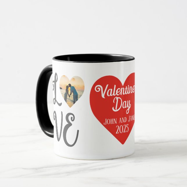 Caneca Colagem personalizada de fotos de Dia dos Namorado (Frente Esquerda)