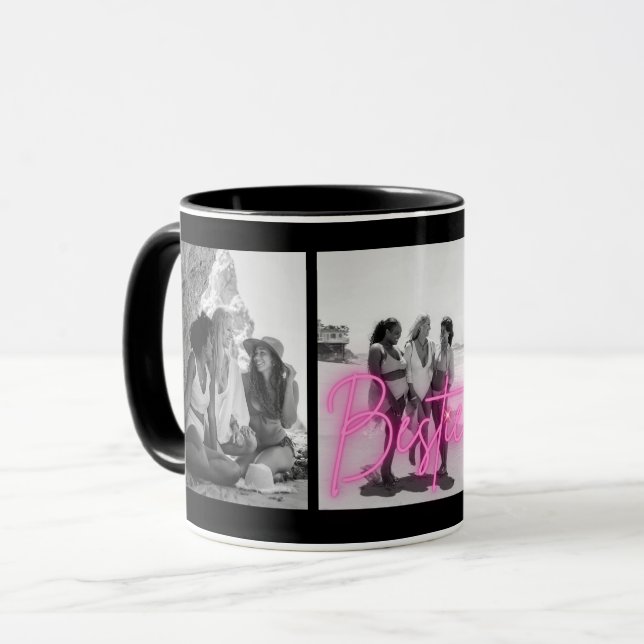Caneca Colagem personalizada de fotos em preto e branco (Frente Esquerda)