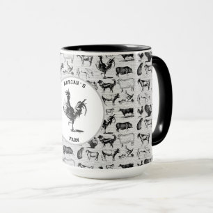 Caneca Colagem Russa de Animais da Exploração Agrícola Vi