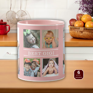 Caneca Colar de Fotos Personalizado Avó com 6 Fotos Rosa