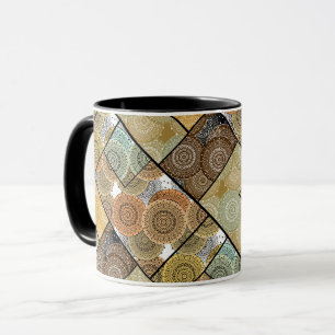 Caneca Colcha de retalhos cerâmica círculos de azulejo ma