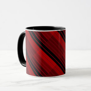 Caneca Colcha Xadrez Geométrica Vermelha e Preta