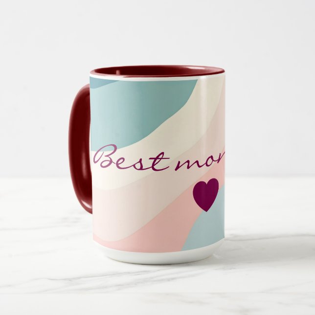Caneca Coleção Absracta Moderna Rosa Bege Tom de Hortelã (Frente Esquerda)