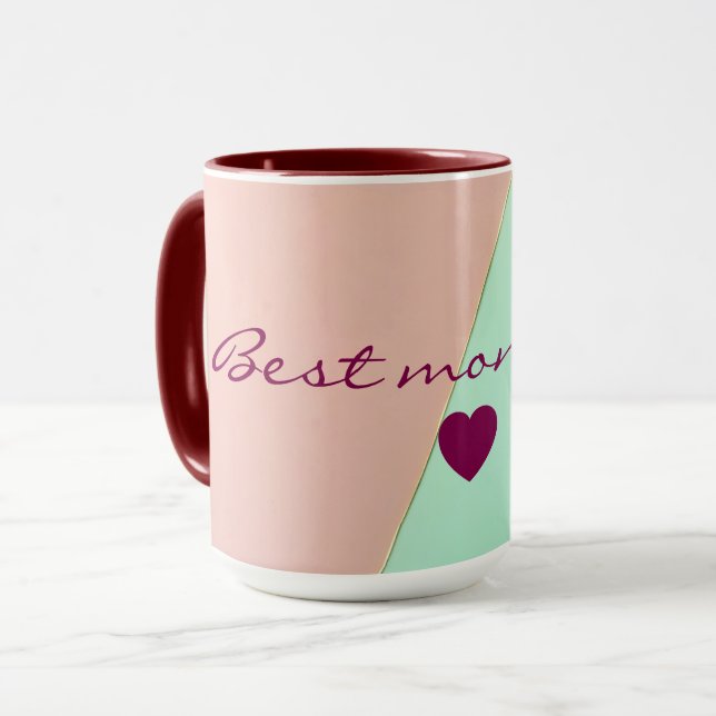 Caneca Coleção Absracta Tendência Rosa Bege Verde Menta (Frente Esquerda)