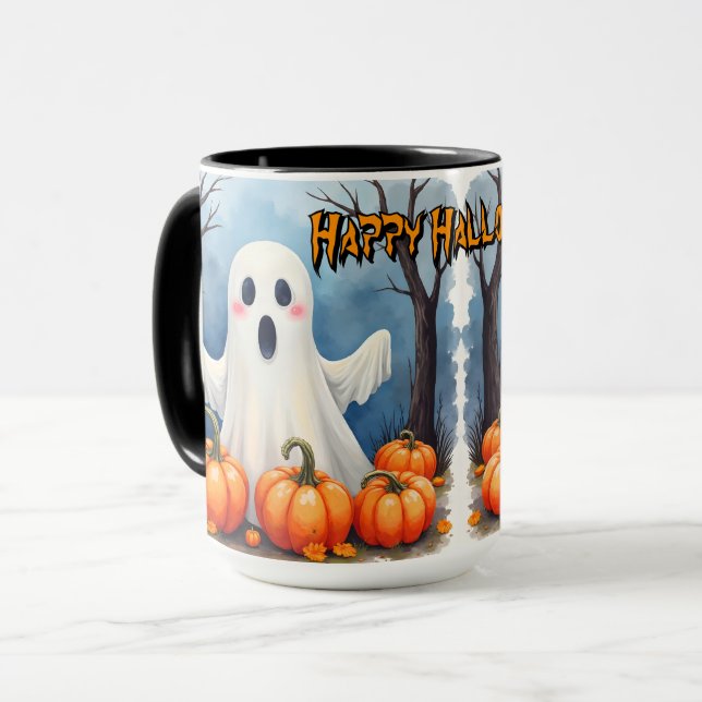 Caneca Coleção Assustadora de Halloween Moderna e Fofa (Frente Esquerda)