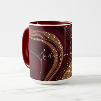 Caneca Coleção Burgundy Luxo Dourado da Moda