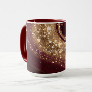 Caneca Coleção Burgundy Luxuosa Dourada Popular