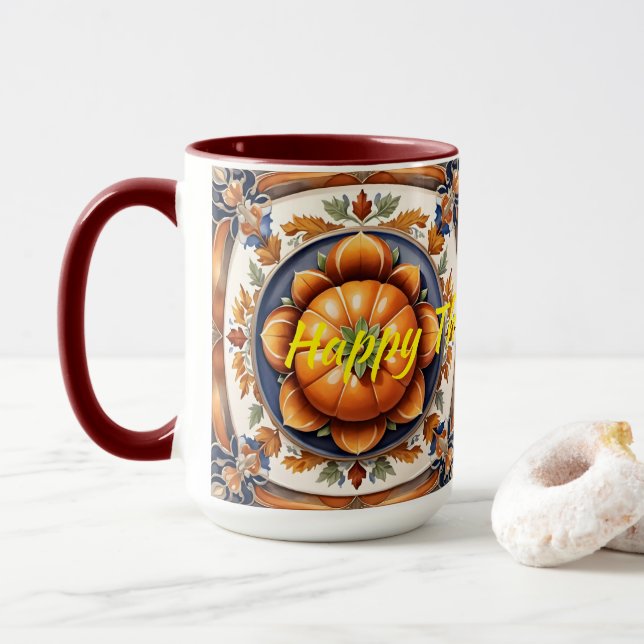 Caneca Coleção de Bombas de Ação de Graças do outono (Com Donut)
