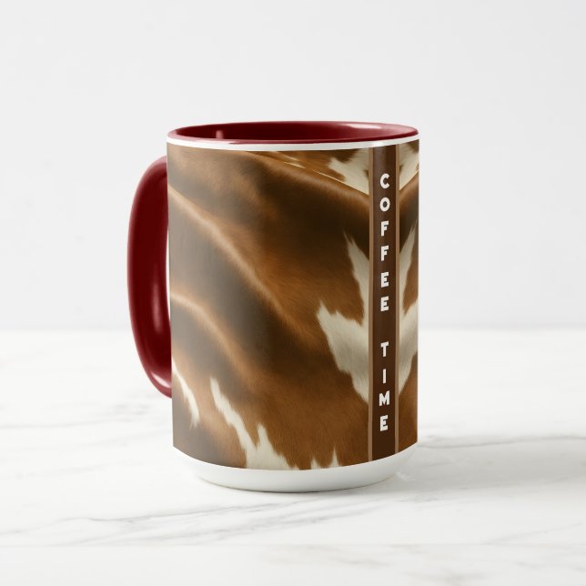 Caneca Coleção de Couros de Vaca Faux Moderna Elegante (Frente Esquerda)