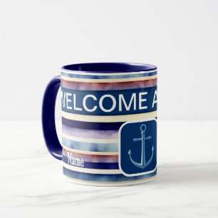 Caneca Coleção de faixas de boi azul de Marinho de Verão 
