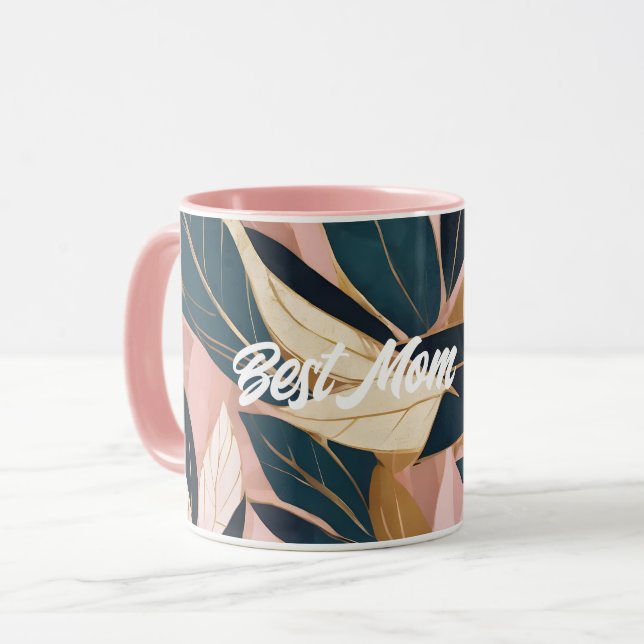 Caneca Coleção de Folhas de Trendência Dourada de Boho Co (Frente Esquerda)