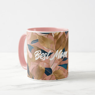 Caneca Coleção de Folhas Populares de Boho Dourado Cor-de