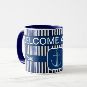 Caneca Coleção de Greve de Barcos Azuis Marinhos de Verão