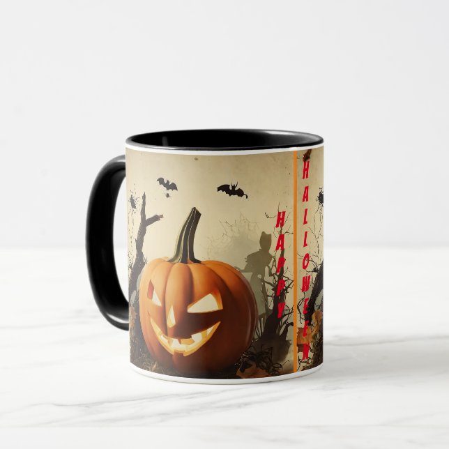 Caneca Coleção de Halloween de Pumpkin Spooky (Frente Esquerda)