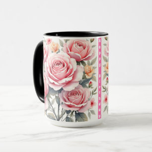 Caneca Coleção de Luxo de Rosas Cor-de-Rosa Bonitas e Ten