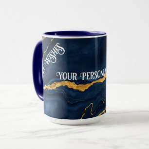 Caneca Coleção de mármore Dourado Azul-Marinho Popular