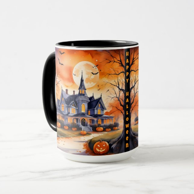 Caneca Coleção de outono de Halloween Trendy Pumpkin (Frente Esquerda)