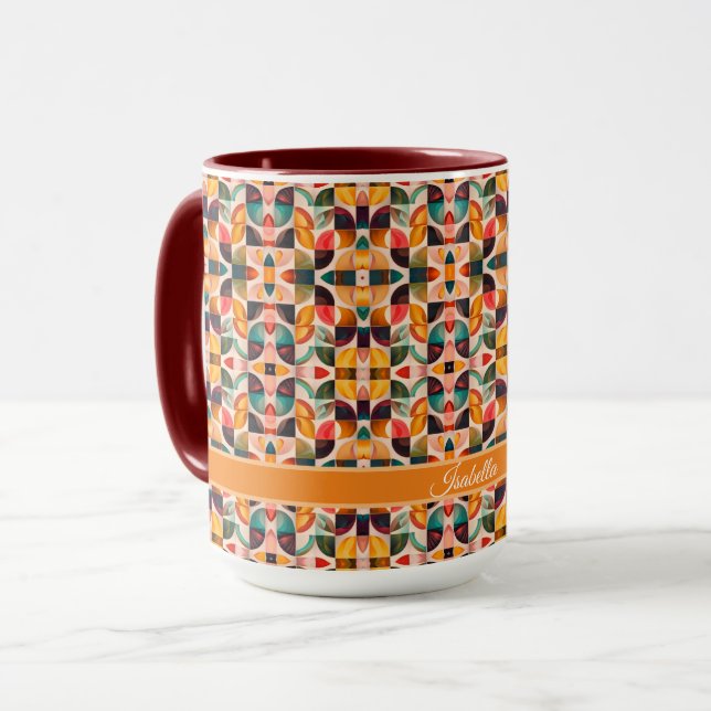 Caneca Coleção de Pares Populares Retro-abstrato (Frente Esquerda)