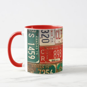 Caneca coleção de placas de licença retrorenferrujadas