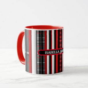 Caneca Coleção de tendências de Xadrez Abstrato Preto Ver