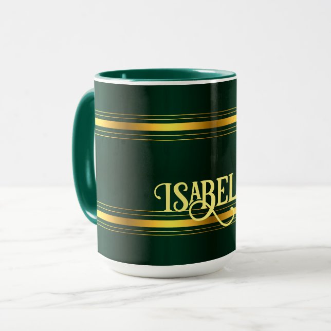 Caneca Coleção de Textura Dourada de Luxo Verde Trendy (Frente Esquerda)