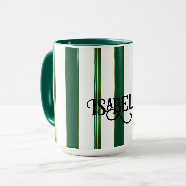 Caneca Coleção de Textura Dourada Verde de Linen Trendy,  (Frente Esquerda)