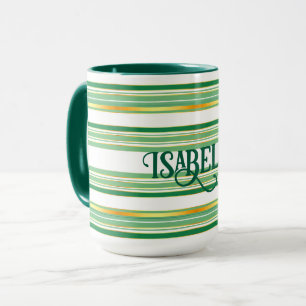 Caneca Coleção de Textura Dourada Verde Popular Linen Lux