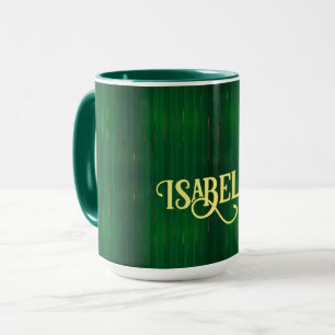 Caneca Coleção de Textura Linen Dourada Verde de Trendy d