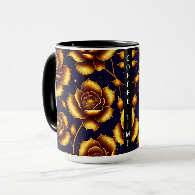 Caneca Coleção Dourada de Rosa Modern Boho (Frente Esquerda)